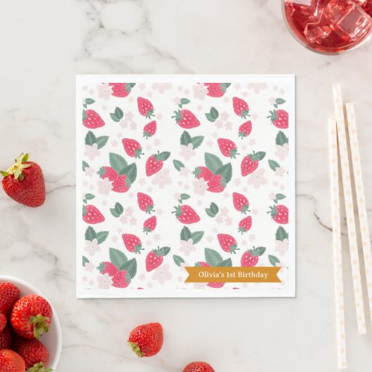 Strawberry Birthday Party Napkins - Sommer Berry Serviette (Beispiel)