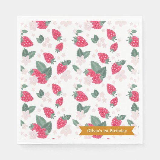 Strawberry Birthday Party Napkins - Sommer Berry Serviette (Vorderseite)