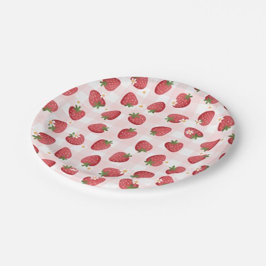 Strawberry Birthday Party Pappteller (Schrägansicht)