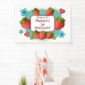 Strawberry Birthday Party Personalisiert Banner (InSitu)