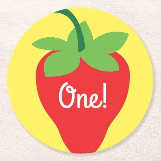 Strawberry Birthday Party Runder Pappuntersetzer (Vorderseite)