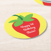 Strawberry Birthday Party Runder Pappuntersetzer (Angewinkelt)