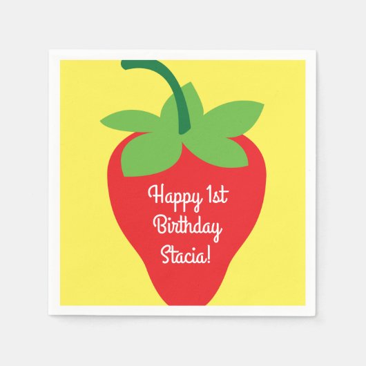 Strawberry Birthday Party Serviette (Vorderseite)