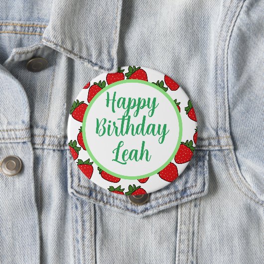 Strawberry Birthday Party Thema Button (Beispiel)