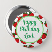 Strawberry Birthday Party Thema Button (Vorne & Hinten)
