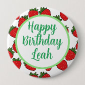 Strawberry Birthday Party Thema Button (Vorderseite)