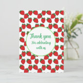 Strawberry Birthday Party Thema Dankeskarte (Stehend Vorderseite)