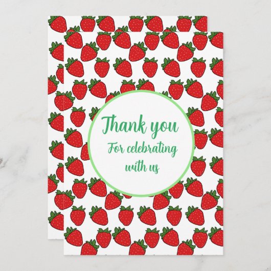 Strawberry Birthday Party Thema Dankeskarte (Vorne/Hinten)