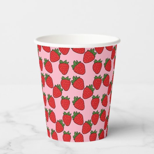 Strawberry Birthday Party Thema Papier Cups Pappbecher (Rückseite)