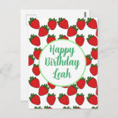 Strawberry Birthday Party Thema Postkarte (Vorne/Hinten)