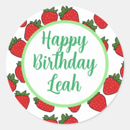 Strawberry Birthday Party Thema Runder Aufkleber