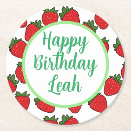 Strawberry Birthday Party Thema Runder Pappuntersetzer