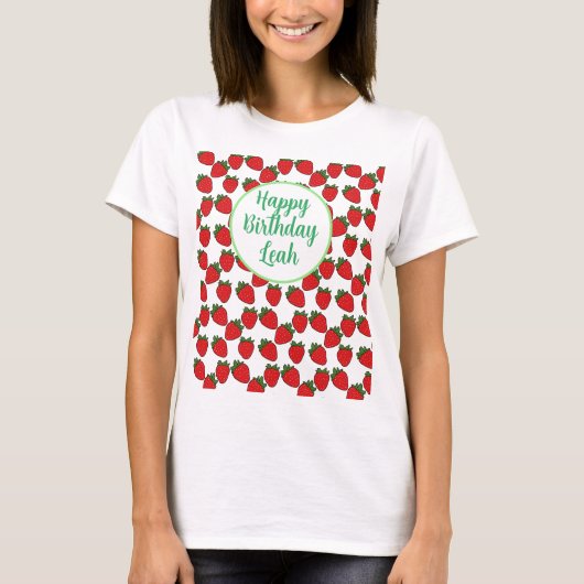 Strawberry Birthday Party Thema T-Shirt (Vorderseite)
