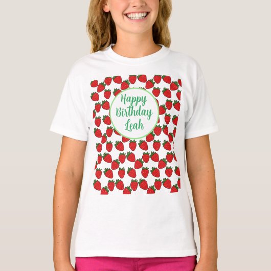 Strawberry Birthday Party Thema T-Shirt (Vorderseite)