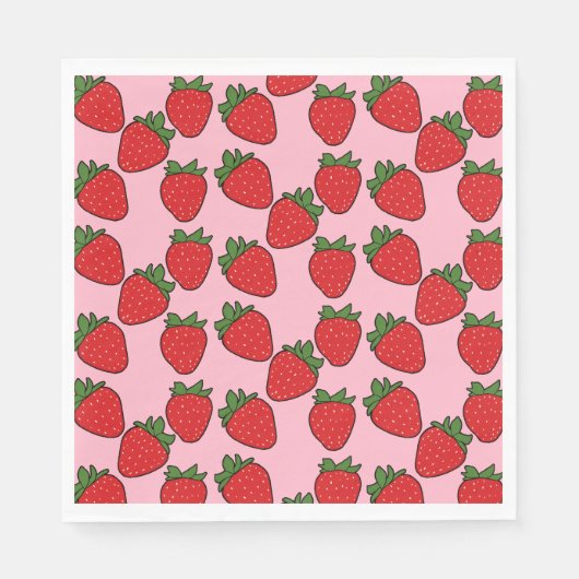 Strawberry Birthday Party Thema Umpackpapier Serviette (Vorderseite)