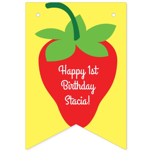 Strawberry Birthday Party Wimpelkette (Erste Fahne)