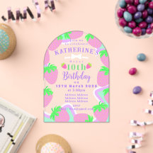 Strawberry Birthday Pastel Einladungskarte