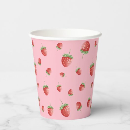 Strawberry Birthday Pink Pappbecher (Rückseite)