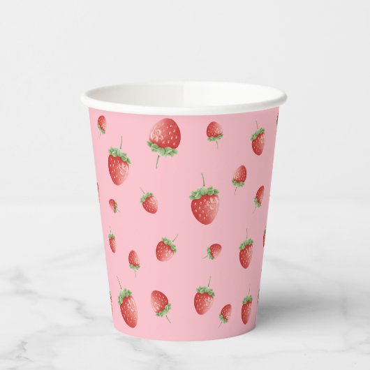 Strawberry Birthday Pink Pappbecher (Links)