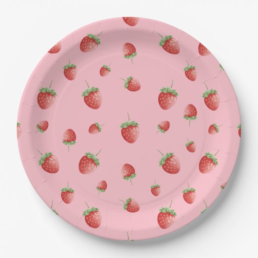 Strawberry Birthday Pink Pappteller (Vorderseite)