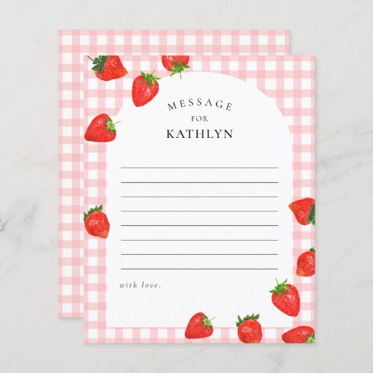 Strawberry Birthday Pink Time Capsule Message Card (Vorne/Hinten)