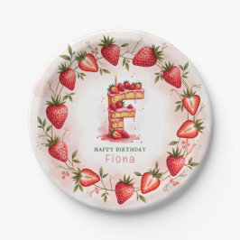 Strawberry Birthday Plate Letter F Cake Design Pappteller