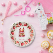 Strawberry Birthday Plate Letter H Cake Design Pappteller (Party)