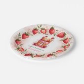 Strawberry Birthday Plate Letter H Cake Design Pappteller (Schrägansicht)