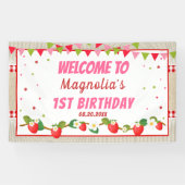 Strawberry Birthday Red Camco Blanket Hintergrund Banner (Horizontal)