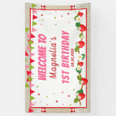 Strawberry Birthday Red Camco Blanket Hintergrund Banner (Vertikal)