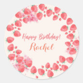 Strawberry Birthday Runder Aufkleber (Vorderseite)