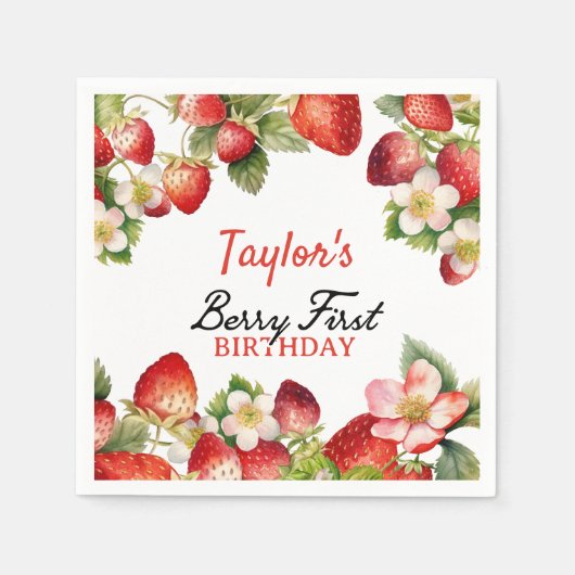 Strawberry Birthday Serviette (Vorderseite)