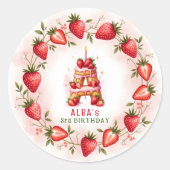 Strawberry Birthday Sticker Letter A Cake (Vorderseite)