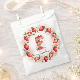 Strawberry Birthday Sticker Letter F Cake Geschenktütchen