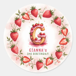Strawberry Birthday Sticker Letter G Cake