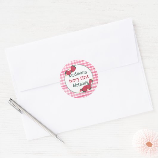 Strawberry Birthday Sticker oder Favor Tag (Umschlag)