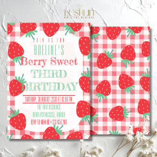 Strawberry Birthday Sweet Berry Party Einladung