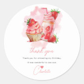 Strawberry Birthday Sweet Celebration Personalisie Runder Aufkleber (Vorderseite)