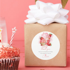 Strawberry Birthday Sweet Celebration Personalisie Runder Aufkleber
