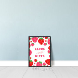 Strawberry Birthday Table Sign Poster