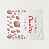 Strawberry Birthday Tapestry Wandteppich (Vorderseite (Horizontal))