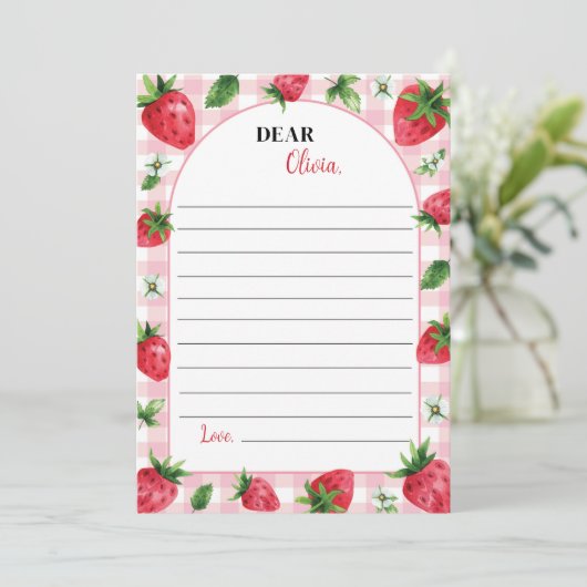 Strawberry Birthday Time Capsule Note Card Dankeskarte (Stehend Vorderseite)