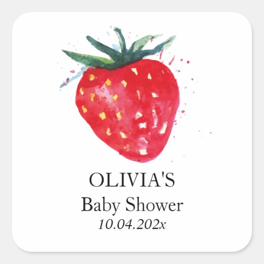 Strawberry Birthday Vielen Dank für Ihr Interesse Quadratischer Aufkleber (Vorderseite)