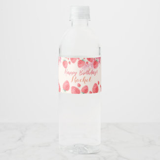 Strawberry Birthday Wasserflaschenetikett