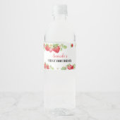 Strawberry Birthday Water Flasche Etikett (Vorderseite)