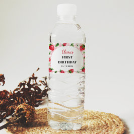 Strawberry Birthday Water Flasche Label Berry Swee Wasserflaschenetikett