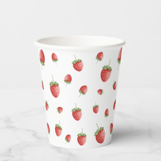 Strawberry Birthday White Pappbecher (Vorderseite)