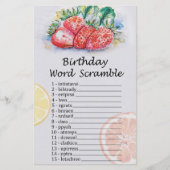 Strawberry Birthday Word Scramble Game (Vorderseite)