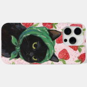Strawberry black Cute Cat Phone Case Kawaii  (Rückseite (Horizontal))