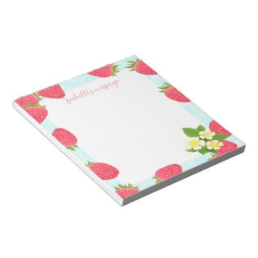 Strawberry Blank Blue Notizblock (angewinkelt)